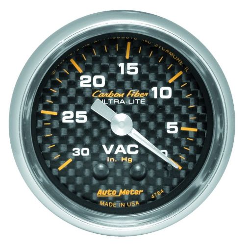 Picture of Autometer 2 - 116in Vacuum Gauge Carbon Fiber Mechanical 30Hg