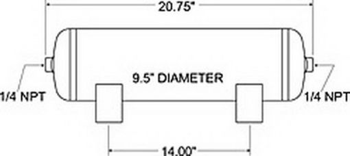 Picture of Firestone Air Tank 5 Gallon 9.5in. x 20.7in. (2) 14in. NPT Ports 150 PSI Max - Black (WR17609191)
