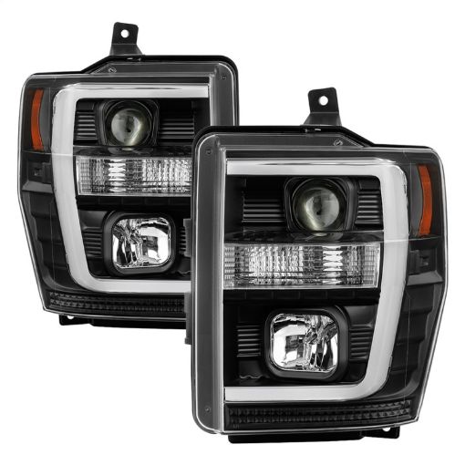 Picture of Spyder 08 - 10 Ford F - 250 Projector Headlights V2 - Light Bar DRL LED - Black PRO - YD - FS08V2 - LB - BK