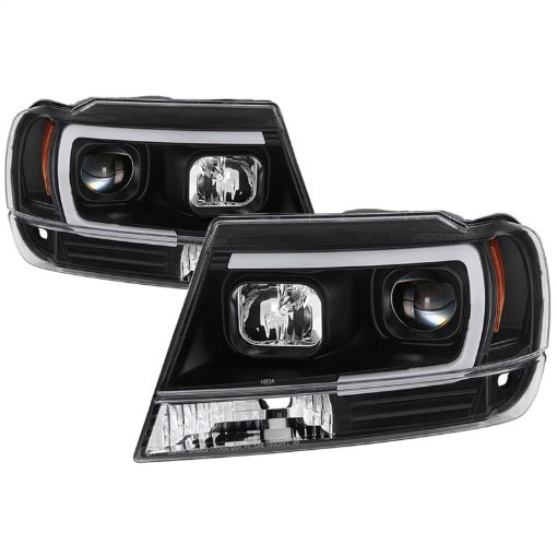 Picture of Spyder 99 - 04 Jeep Grand Cherokee Projector Headlights - Light Bar DRL LED - Black