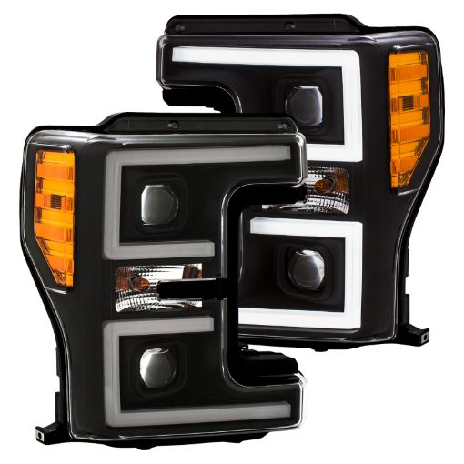 Picture of ANZO LED Headlights 17 - 18 Ford F - 250 Super Duty Plank - Style L.E.D. Headlight Black (Pair)