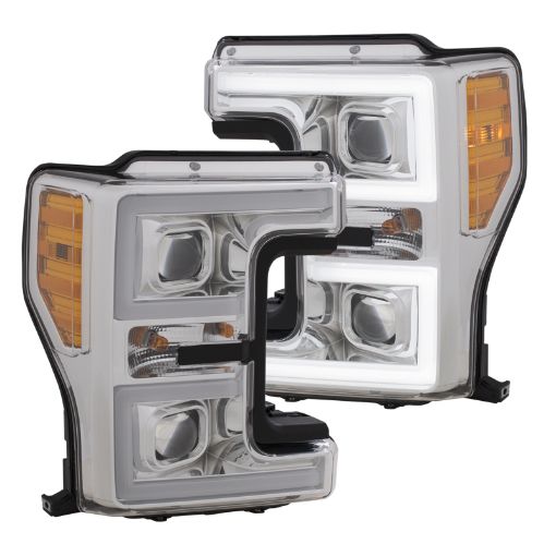 Picture of ANZO LED Headlights 17 - 18 Ford F - 250 Super Duty Plank - Style L.E.D. Headlight Chrome (Pair)