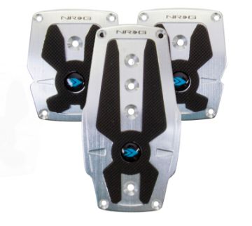 Picture of NRG Brushed Aluminum Sport Pedal MT - Silver wBlack Rubber Inserts