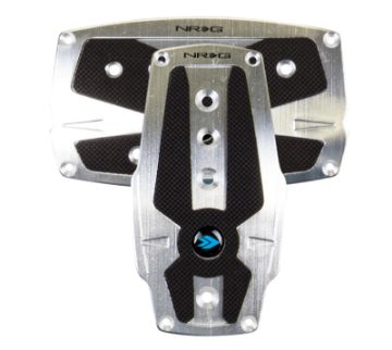Picture of NRG Brushed Aluminum Sport Pedal AT - Silver wBlack Rubber Inserts