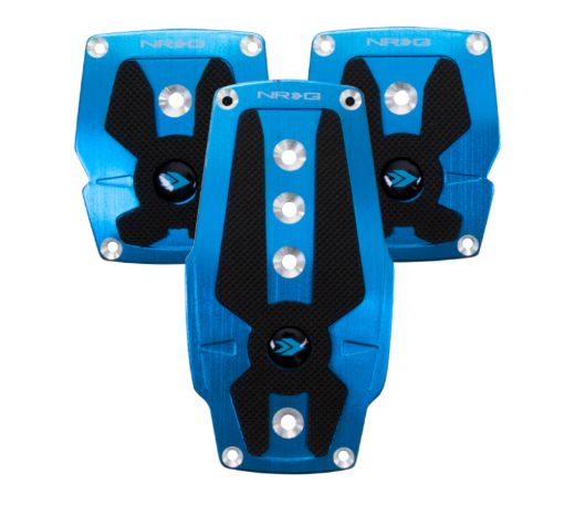 Picture of NRG Brushed Aluminum Sport Pedal MT - Blue wBlack Rubber Inserts