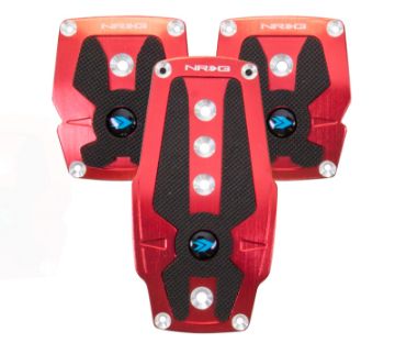 Picture of NRG Brushed Aluminum Sport Pedal MT - Red wBlack Rubber Inserts