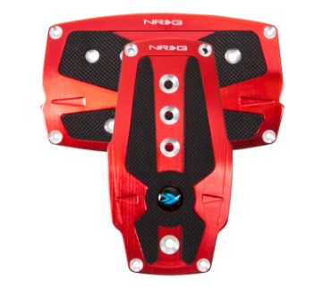 Picture of NRG Brushed Aluminum Sport Pedal AT - Red wBlack Rubber Inserts