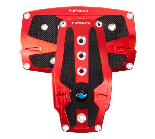 Picture of NRG Brushed Aluminum Sport Pedal AT - Red wBlack Rubber Inserts