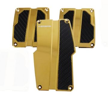 Picture of NRG Brushed Aluminum Sport Pedal MT - Chrome Gold wBlack Carbon