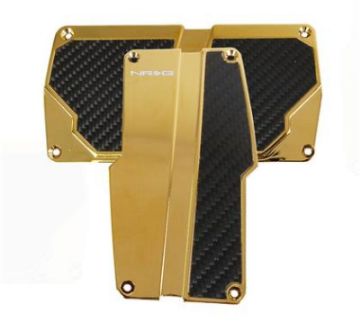 Picture of NRG Brushed Aluminum Sport Pedal AT - Chrome Gold wBlack Carbon
