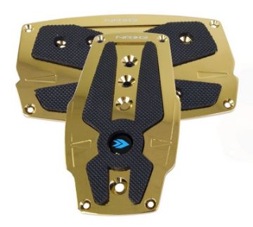 Picture of NRG Aluminum Sport Pedal AT - Chrome Gold wBlack Rubber Inserts