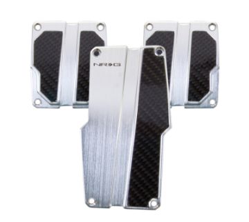 Picture of NRG Brushed Aluminum Sport Pedal MT - Silver wBlack Carbon