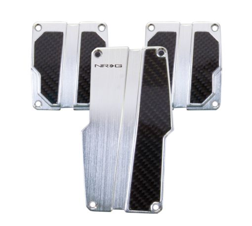 Picture of NRG Brushed Aluminum Sport Pedal MT - Silver wBlack Carbon