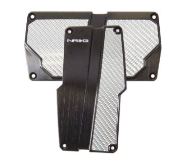 Picture of NRG Brushed Aluminum Sport Pedal AT - Black wSilver Carbon
