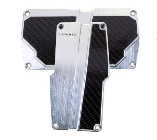 Picture of NRG Brushed Aluminum Sport Pedal AT - Silver wBlack Carbon