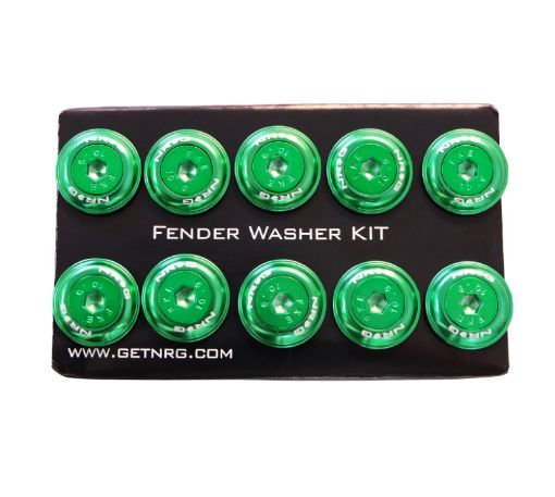 Picture of NRG Fender Washer Kit wColor Matched M6 Bolt Rivets For Plastic (Green) - Set of 10