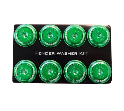 Picture of NRG Fender Washer Kit wColor Matched M8 Bolt Rivets For Plastic (Green) - Set of 8