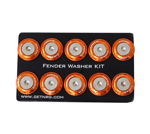 Picture of NRG Fender Washer Kit wRivets For Plastic (Orange) - Set of 10