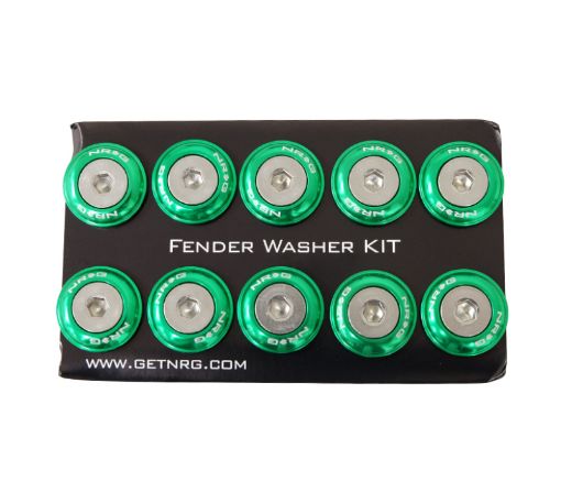 Picture of NRG Fender Washer Kit wRivets For Plastic (Green) - Set of 10