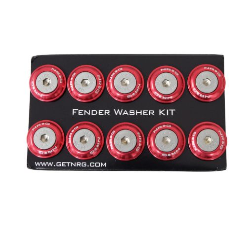 Picture of NRG Fender Washer Kit wRivets For Plastic (Red) - Set of 10