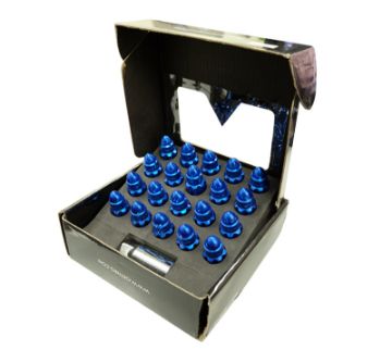 Picture of NRG 500 Series M12 X 1.5 Bullet Shape Steel Lug Nut Set - 21 Pc wLock Key - Blue