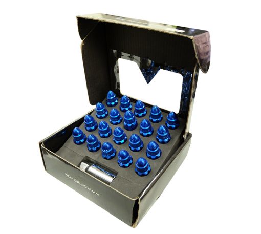 Picture of NRG 500 Series M12 X 1.5 Bullet Shape Steel Lug Nut Set - 21 Pc wLock Key - Blue