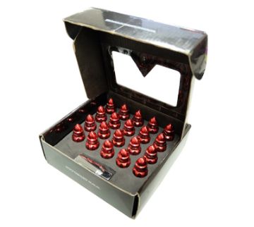 Picture of NRG 500 Series M12 X 1.5 Bullet Shape Steel Lug Nut Set - 21 Pc wLock Key - Red