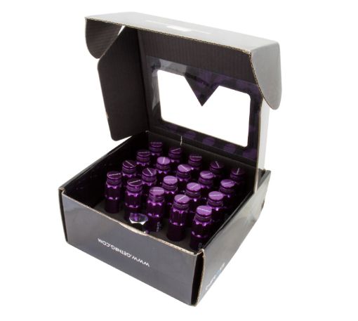 Picture of NRG 700 Series M12 X 1.25 Steel Lug Nut wDust Cap Cover Set 21 Pc wLocks Lock Socket - Purple