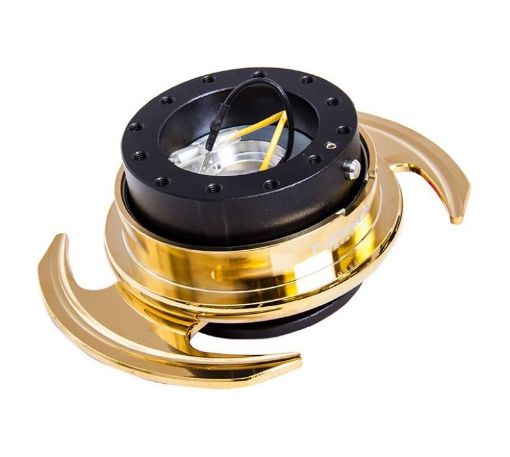 Picture of NRG Quick Release Kit Gen 3.0 - Black Body Chrome Gold Ring wHandles