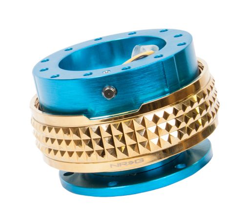 Picture of NRG Quick Release Kit - Pyramid Edition - New Blue Body Chrome Gold Pyramid Ring