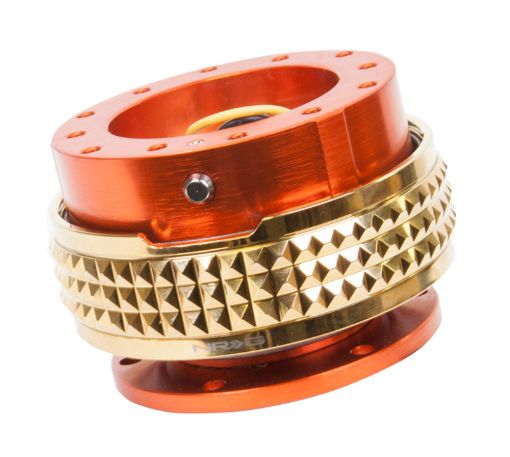 Picture of NRG Quick Release Kit - Pyramid Edition - Orange Body Chrome Gold Pyramid Ring