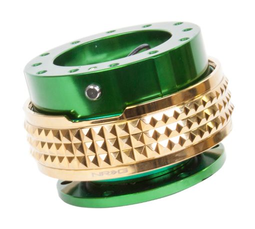 Picture of NRG Quick Release Kit - Pyramid Edition - Green Body Chrome Gold Pyramid Ring