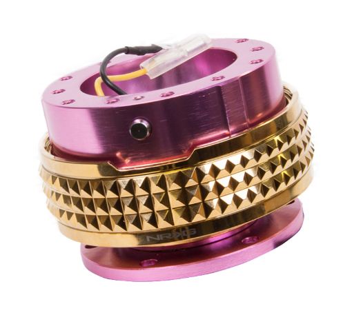 Picture of NRG Quick Release Kit - Pyramid Edition - Pink Body Chrome Gold Pyramid Ring