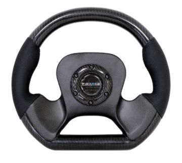Picture of NRG Carbon Fiber Steering Wheel (320mm) CF Center Plate Two - Tone Carbon wLeather Trim Handles