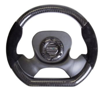 Picture of NRG Carbon Fiber Steering Wheel (320mm) CF Center Plate Two - Tone Carbon wSuede Trim Handles