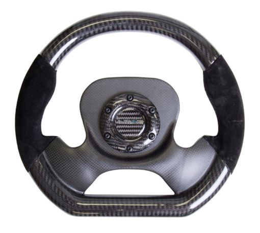 Picture of NRG Carbon Fiber Steering Wheel (320mm) CF Center Plate Two - Tone Carbon wSuede Trim Handles