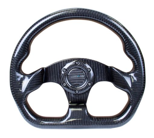 Picture of NRG Carbon Fiber Steering Wheel (320mm) Flat Bottom wShiny Black Carbon