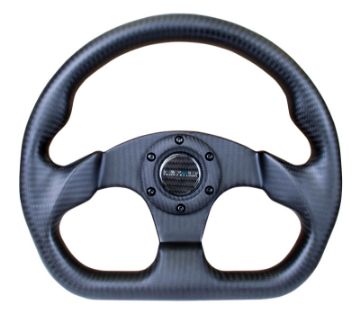 Picture of NRG Carbon Fiber Steering Wheel (320mm) Flat Bottom Matte Black Carbon