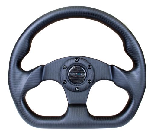 Picture of NRG Carbon Fiber Steering Wheel (320mm) Flat Bottom Matte Black Carbon
