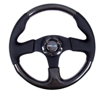 Picture of NRG Carbon Fiber Steering Wheel (315mm) Leather Trim wBlack Stitching