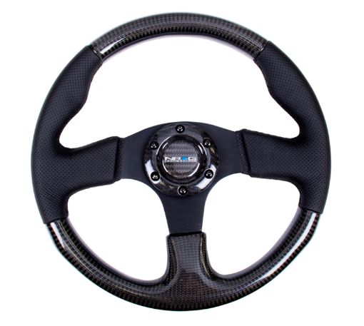 Picture of NRG Carbon Fiber Steering Wheel (315mm) Leather Trim wBlack Stitching