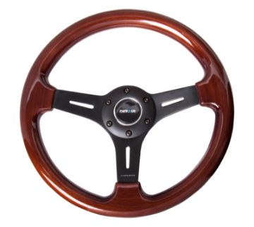 Picture of NRG Classic Wood Grain Steering Wheel (330mm) Wood Grain wMatte Black 3 - Spoke Center