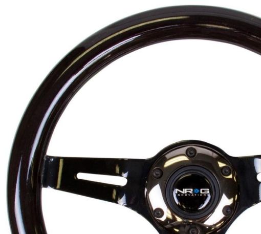 Picture of NRG Classic Wood Grain Steering Wheel (310mm) White wNeochrome 3 - Spoke Center