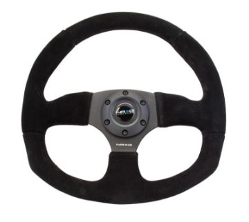 Picture of NRG Reinforced Steering Wheel (320mm Horizontal 330mm Vertical) Black Suede wBlack Stitching