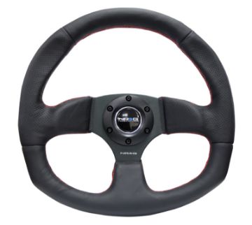 Picture of NRG Reinforced Steering Wheel (320mm Horizontal 330mm Vertical) Leather wRed Stitching