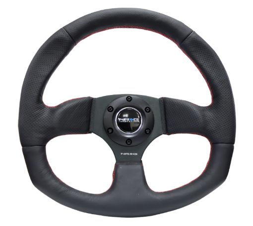 Picture of NRG Reinforced Steering Wheel (320mm Horizontal 330mm Vertical) Leather wRed Stitching