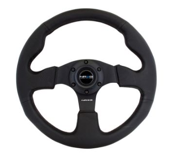 Picture of NRG Reinforced Steering Wheel (320mm) Black Leather wBlack Stitching