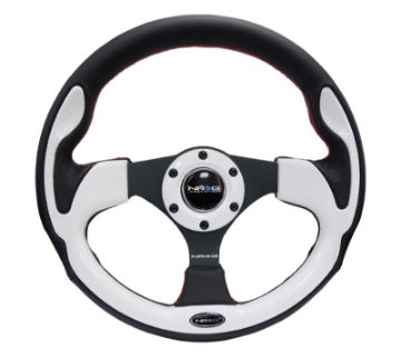 Picture of NRG Reinforced Steering Wheel (320mm) Blk wWhite Trim 4mm 3 - Spoke