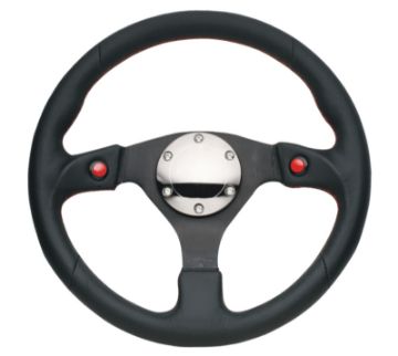 Picture of NRG Reinforced Steering Wheel (320mm) Blk Leather wDual Buttons