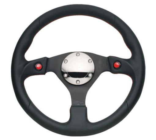 Picture of NRG Reinforced Steering Wheel (320mm) Blk Leather wDual Buttons